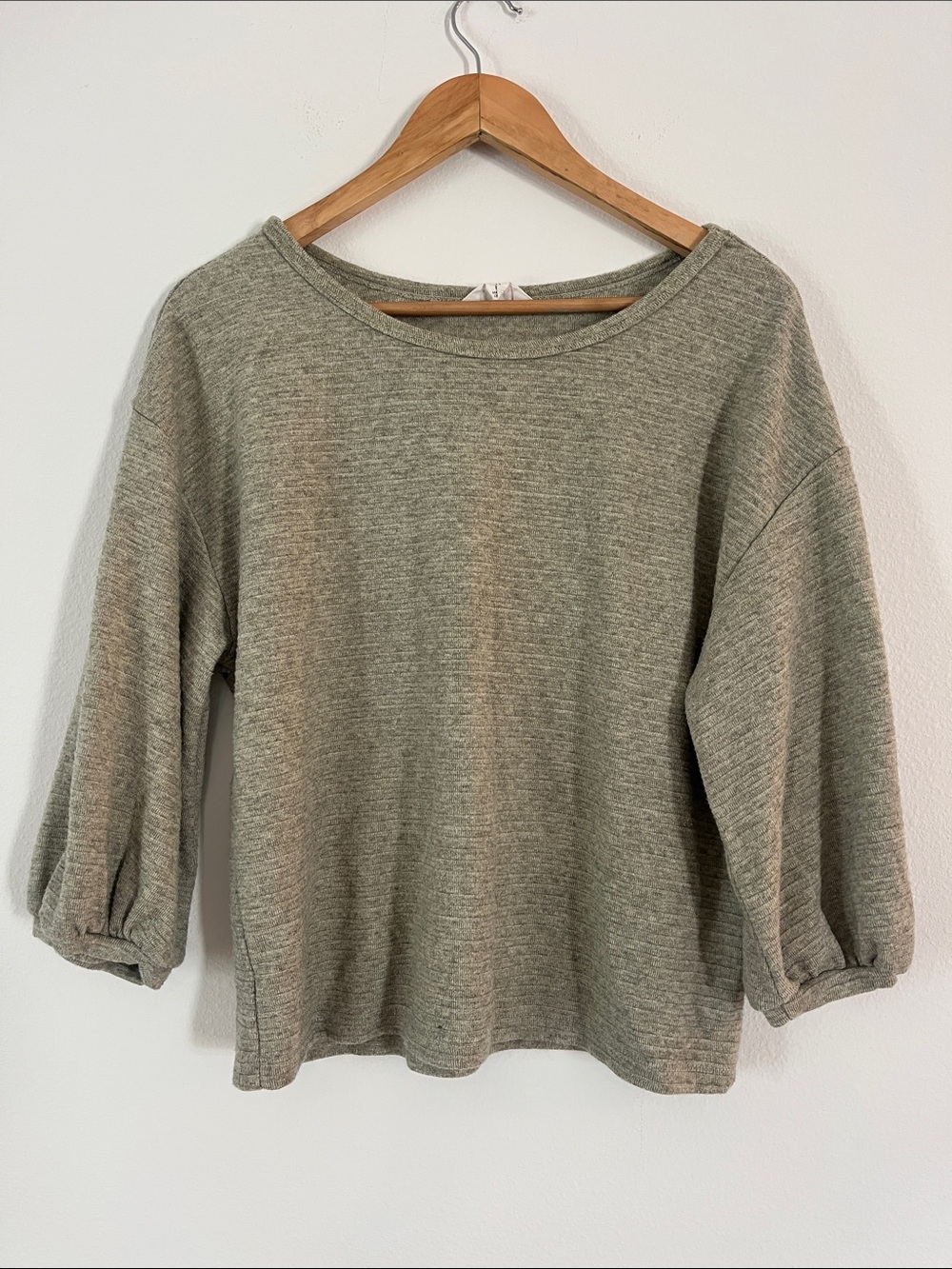 NICOLE MILLER Tan Ribbed Boxy Sweater